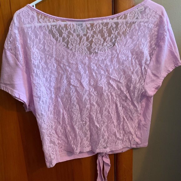 Lilac Front Tie Shirt with see through back - Picture 2 of 2